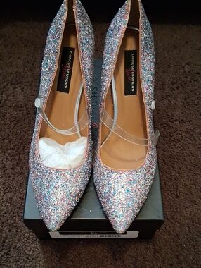Chinese Laundry Multicolor Glitter Pointed-Toe Heels